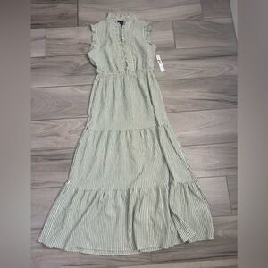 Maggy London Striped Maxi Dress with Ruffles